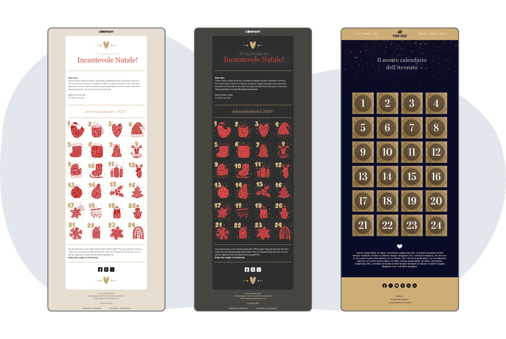 Esempi template per il calendario dell'avvento